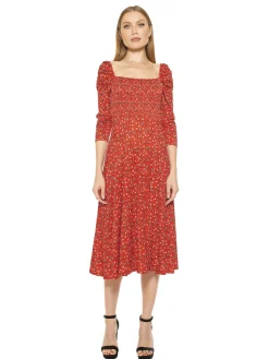 LILA SMOCKED FIT & FLARE PUFF SLEEVE DRESS I ALEXIA ADMOR
