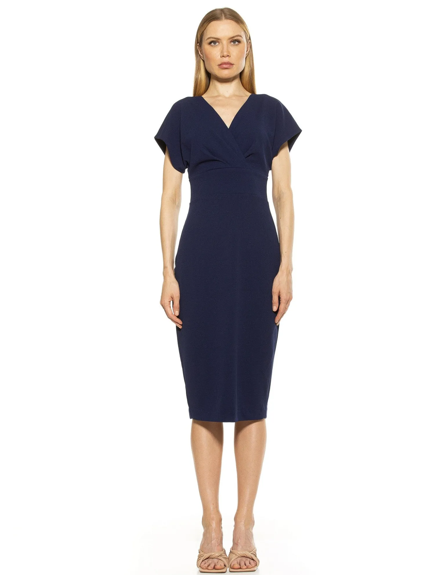 NAOMI DRAPE SURPLICE SHEATH I ALEXIA ADMOR