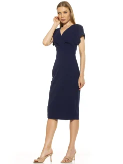 NAOMI DRAPE SURPLICE SHEATH I ALEXIA ADMOR