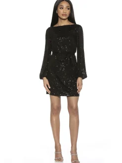 Val Tie Sequin Shift Dress